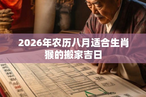 2026年农历八月适合生肖猴的搬家吉日