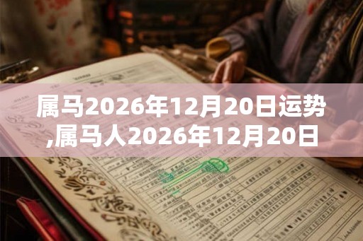 属马2026年12月20日运势,属马人2026年12月20日财运,生肖马2026年12月20日运势