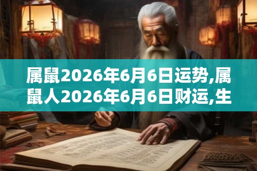 属鼠2026年6月6日运势,属鼠人2026年6月6日财运,生肖鼠2026年6月6日运势