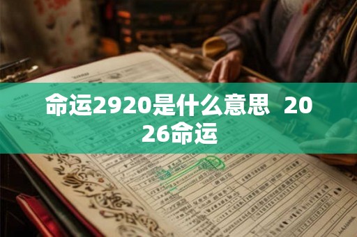 命运2920是什么意思 2026命运 命运2920是什么意思 2026命运
