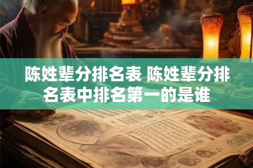 陈姓辈分排名表 陈姓辈分排名表中排名第一的是谁 陈姓辈分排名表 陈姓辈分排名表中排名第一的是谁