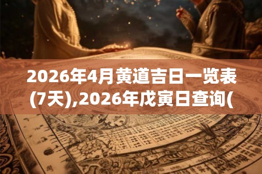 2026年4月黄道吉日一览表(7天),2026年戊寅日查询(6天)