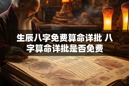 生辰八字免费算命详批 八字算命详批是否免费 生辰八字免费算命详批 八字算命详批是否免费