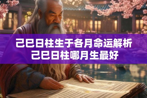 己巳日柱生于各月命运解析 己巳日柱哪月生最好