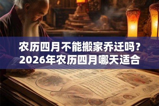 农历四月不能搬家乔迁吗?2026年农历四月哪天适合搬家? 农历四月不能搬家乔迁吗?2026年农历四月哪天适合搬家?