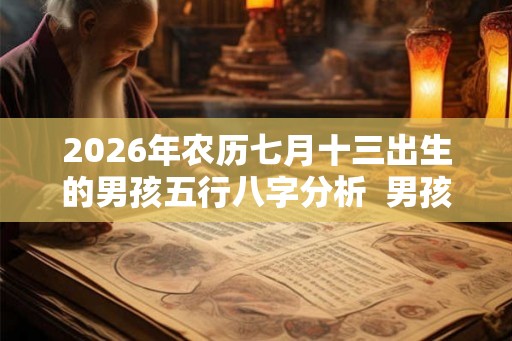 2026年农历七月十三出生的男孩五行八字分析  男孩名字分享