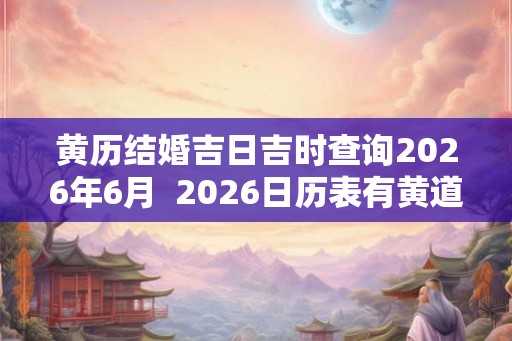 黄历结婚吉日吉时查询2026年6月 2026日历表有黄道吉日 黄历结婚吉日吉时查询2026年6月 2026日历表有黄道吉日