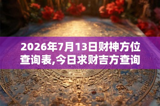 2026年7月13日财神方位查询表,今日求财吉方查询
