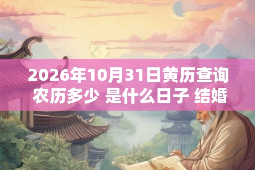 2026年10月31日黄历查询 农历多少 是什么日子 结婚吉时