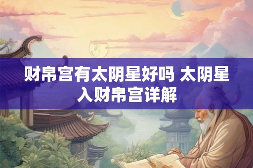 财帛宫有太阴星好吗 太阴星入财帛宫详解 财帛宫有太阴星好吗 太阴星入财帛宫详解