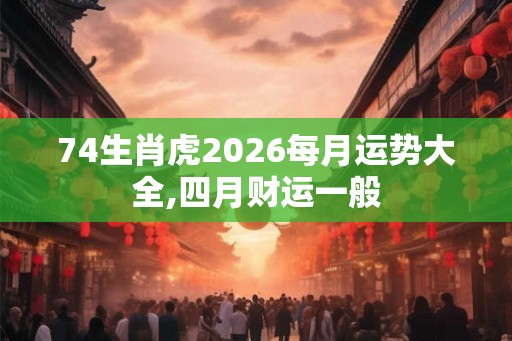 74生肖虎2026每月运势大全,四月财运一般