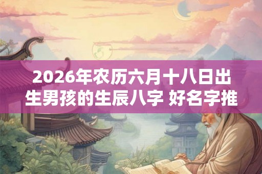 2026年农历六月十八日出生男孩的生辰八字 好名字推荐