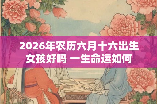 2026年农历六月十六出生女孩好吗 一生命运如何 2026年农历六月十六出生女孩好吗 一生命运如何
