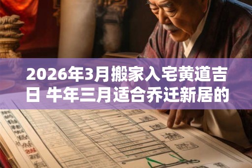 2026年3月搬家入宅黄道吉日 牛年三月适合乔迁新居的日子