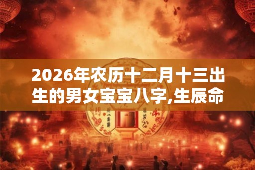 2026年农历十二月十三出生的男女宝宝八字,生辰命理分析取名