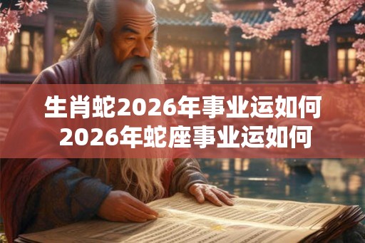 生肖蛇2026年事业运如何 2026年蛇座事业运如何
