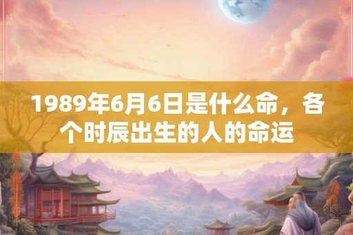1989年6月6日是什么命，各个时辰出生的人的命运