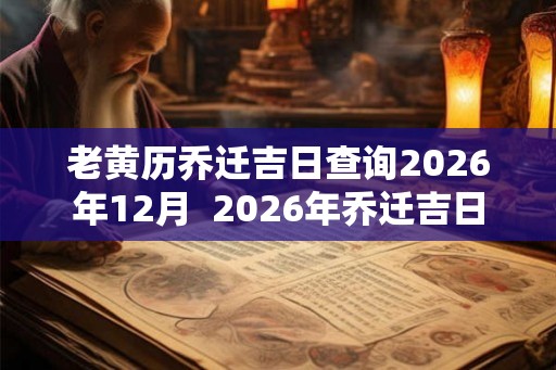 老黄历乔迁吉日查询2026年12月  2026年乔迁吉日