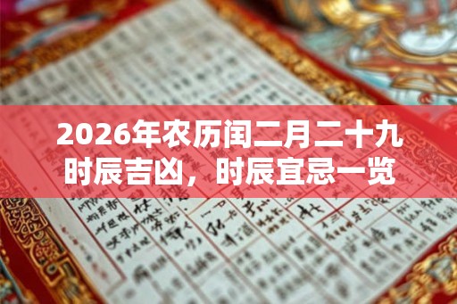 2026年农历闰二月二十九时辰吉凶,时辰宜忌一览 2026年农历闰二月二十九时辰吉凶,时辰宜忌一览