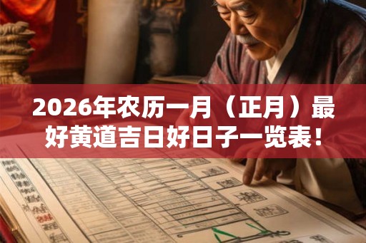 2026年农历一月(正月)最好黄道吉日好日子一览表! 2026年农历一月(正月)最好黄道吉日好日子一览表!