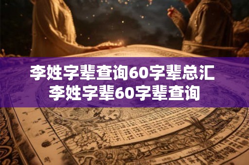 李姓字辈查询60字辈总汇 李姓字辈60字辈查询