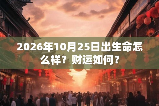 2026年10月25日出生命怎么样？财运如何？
