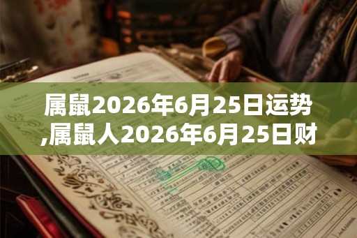 属鼠2026年6月25日运势,属鼠人2026年6月25日财运,生肖鼠2026年6月25日运势