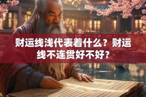 财运线浅代表着什么？财运线不连贯好不好？