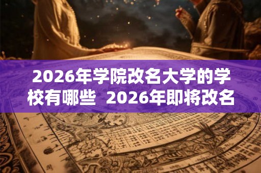 2026年学院改名大学的学校有哪些  2026年即将改名的大学