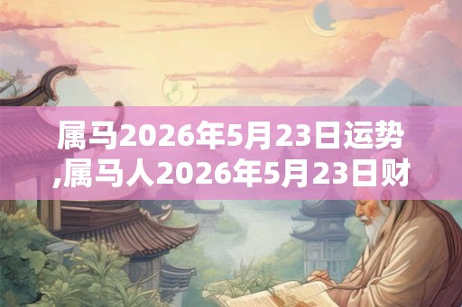 属马2026年5月23日运势,属马人2026年5月23日财运,生肖马2026年5月23日运势