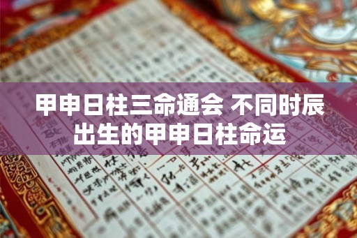 甲申日柱三命通会 不同时辰出生的甲申日柱命运