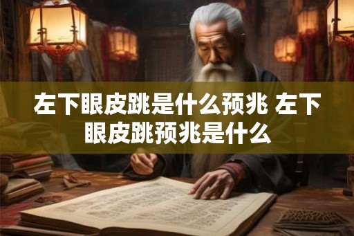 左下眼皮跳是什么预兆 左下眼皮跳预兆是什么