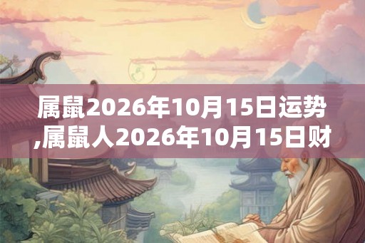 属鼠2026年10月15日运势,属鼠人2026年10月15日财运,生肖鼠2026年10月15日运势