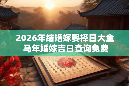 2026年结婚嫁娶择日大全 马年婚嫁吉日查询免费