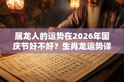 属龙人的运势在2026年国庆节好不好？生肖龙运势详解