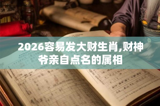 2026容易发大财生肖,财神爷亲自点名的属相 2026容易发大财生肖,财神爷亲自点名的属相