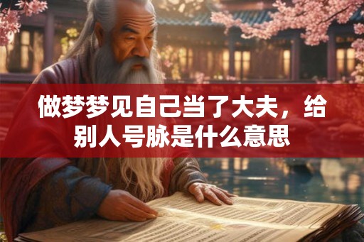 做梦梦见自己当了大夫，给别人号脉是什么意思