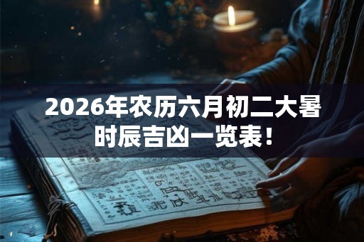 2026年农历六月初二大暑时辰吉凶一览表！