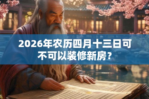 2026年农历四月十三日可不可以装修新房？