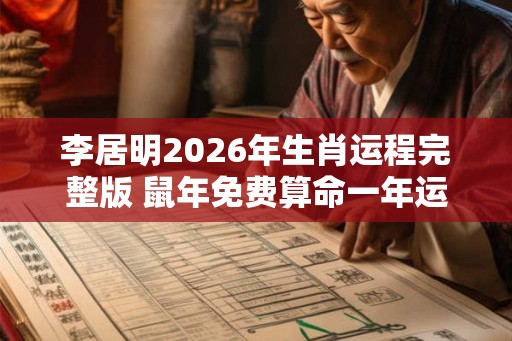 李居明2026年生肖运程完整版 鼠年免费算命一年运势