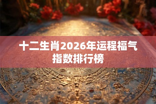 十二生肖2026年运程福气指数排行榜