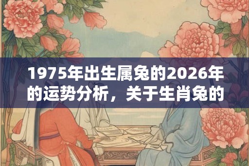 1975年出生属兔的2026年的运势分析,关于生肖兔的命理知识 1975年出生属兔的2026年的运势分析,关于生肖兔的命理知识