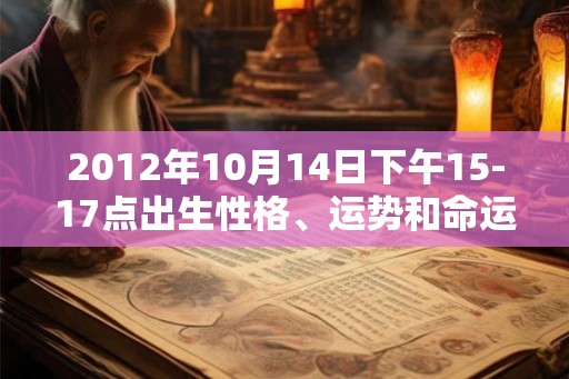 2012年10月14日下午15-17点出生性格、运势和命运