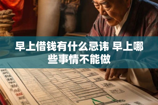 早上借钱有什么忌讳 早上哪些事情不能做