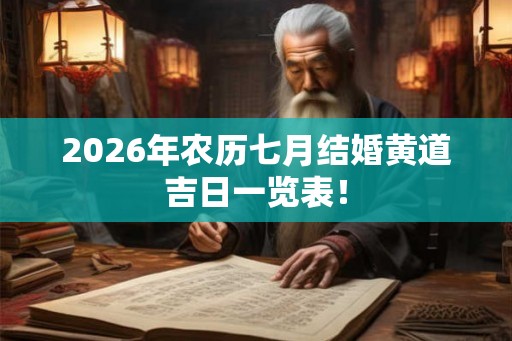 2026年农历七月结婚黄道吉日一览表！