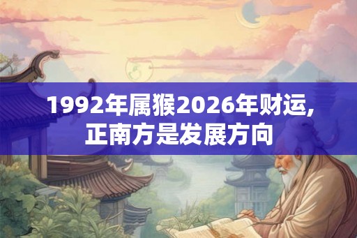1992年属猴2026年财运,正南方是发展方向 1992年属猴2026年财运,正南方是发展方向