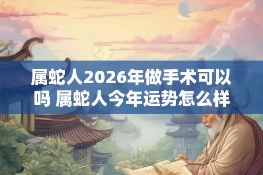 属蛇人2026年做手术可以吗 属蛇人今年运势怎么样