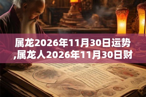 属龙2026年11月30日运势,属龙人2026年11月30日财运,生肖龙2026年11月30日运势