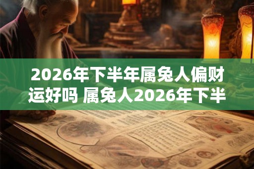 2026年下半年属兔人偏财运好吗 属兔人2026年下半年偏财运怎么样