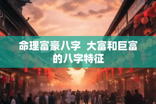 命理富豪八字 大富和巨富的八字特征 命理富豪八字 大富和巨富的八字特征
